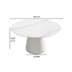 Round PU Pedestal Dining Table Faux Marble Dining Table