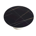 Round PU Pedestal Dining Table Faux Marble Dining Table