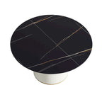 Round PU Pedestal Dining Table Faux Marble Dining Table