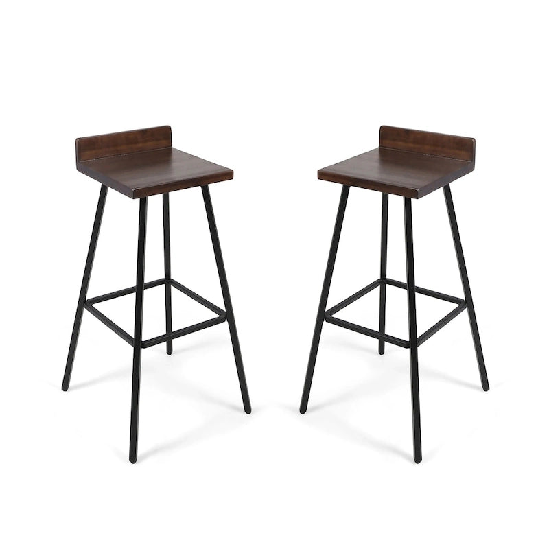 Modern indoor acacia wood bar stools (two-pack)
