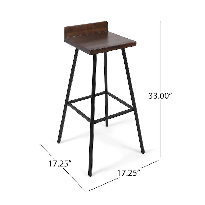 Modern indoor acacia wood bar stools (two-pack)