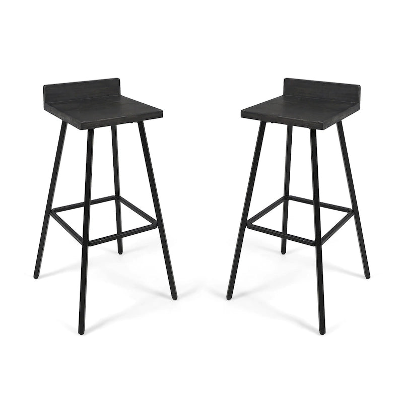 Modern indoor acacia wood bar stools (two-pack)