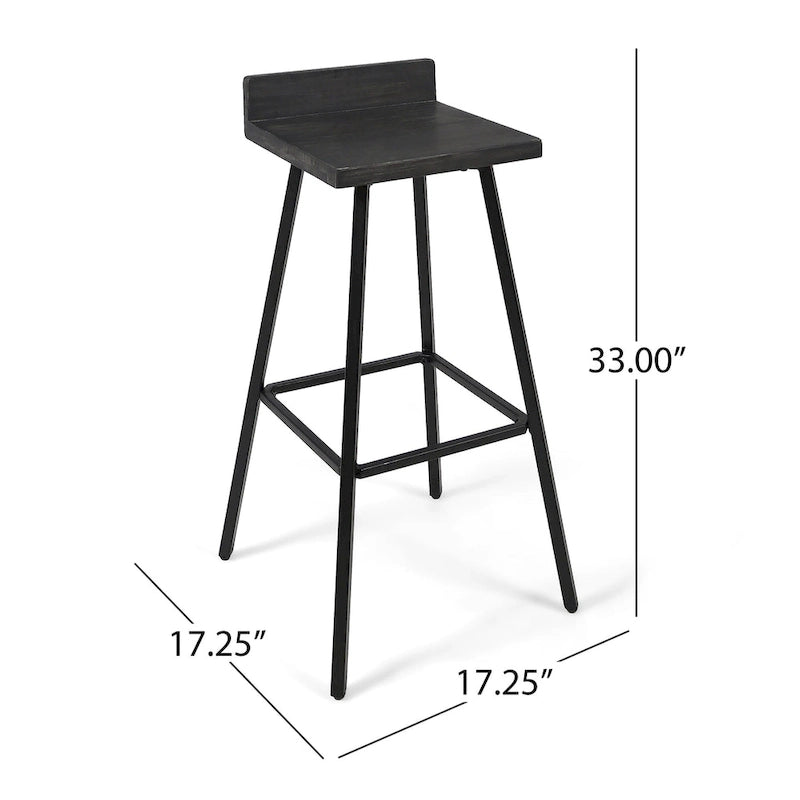 Modern indoor acacia wood bar stools (two-pack)