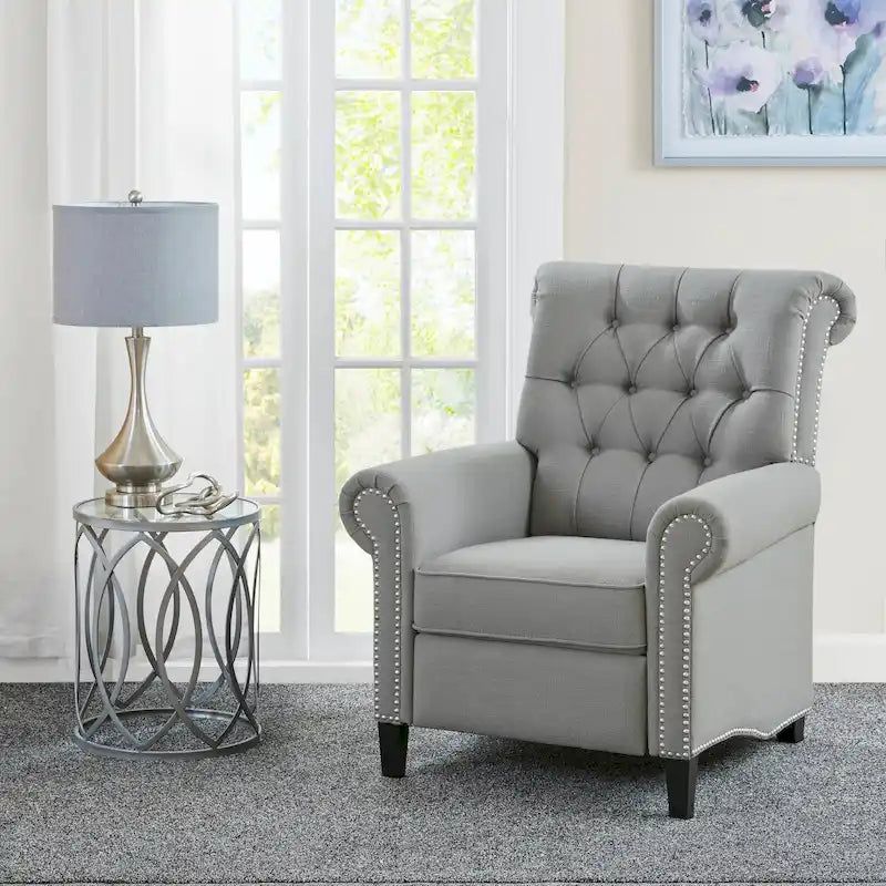 Push-back Recliner Chair - Blue/Cream/Grey - Single Seat