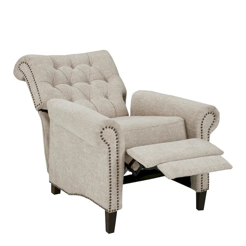 Push-back Recliner Chair - Blue/Cream/Grey - Single Seat