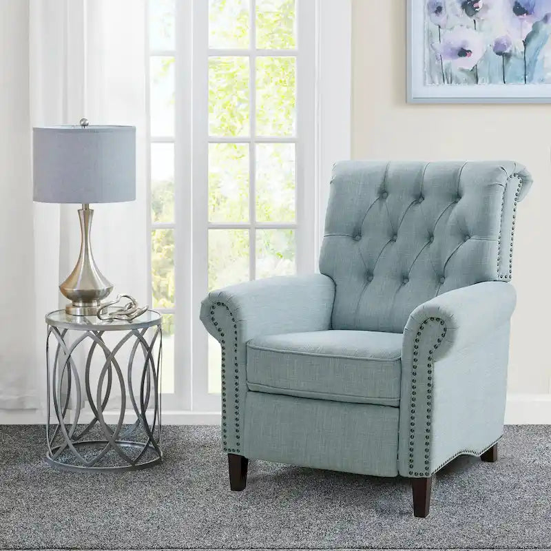 Push-back Recliner Chair - Blue/Cream/Grey - Single Seat