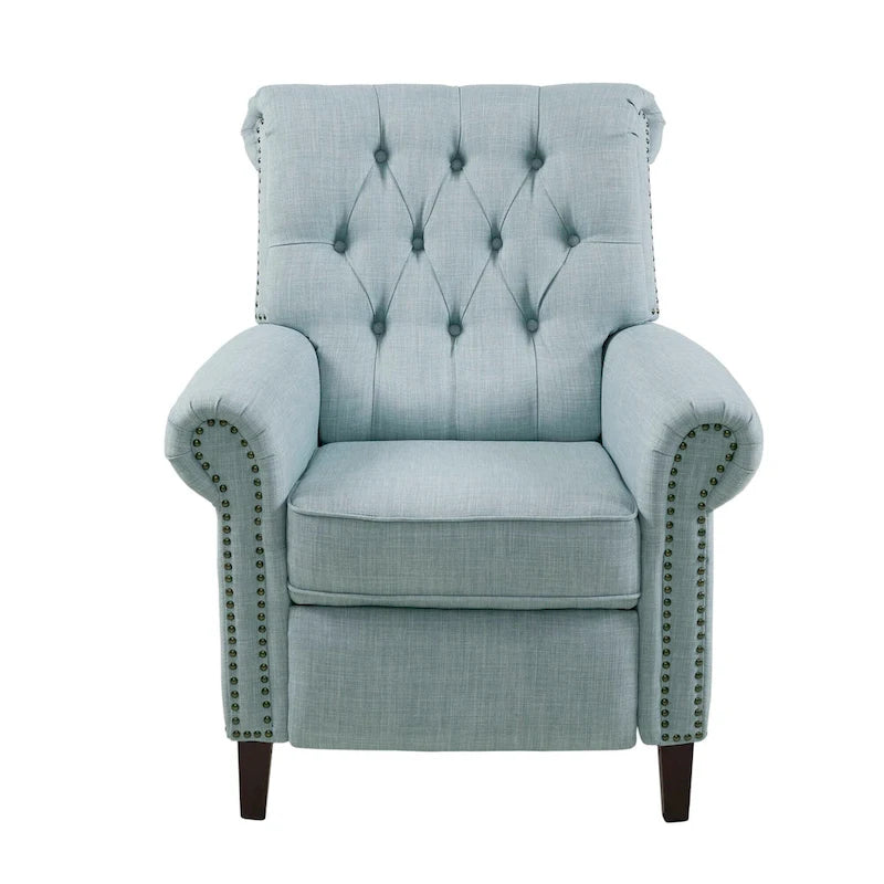 Push-back Recliner Chair - Blue/Cream/Grey - Single Seat