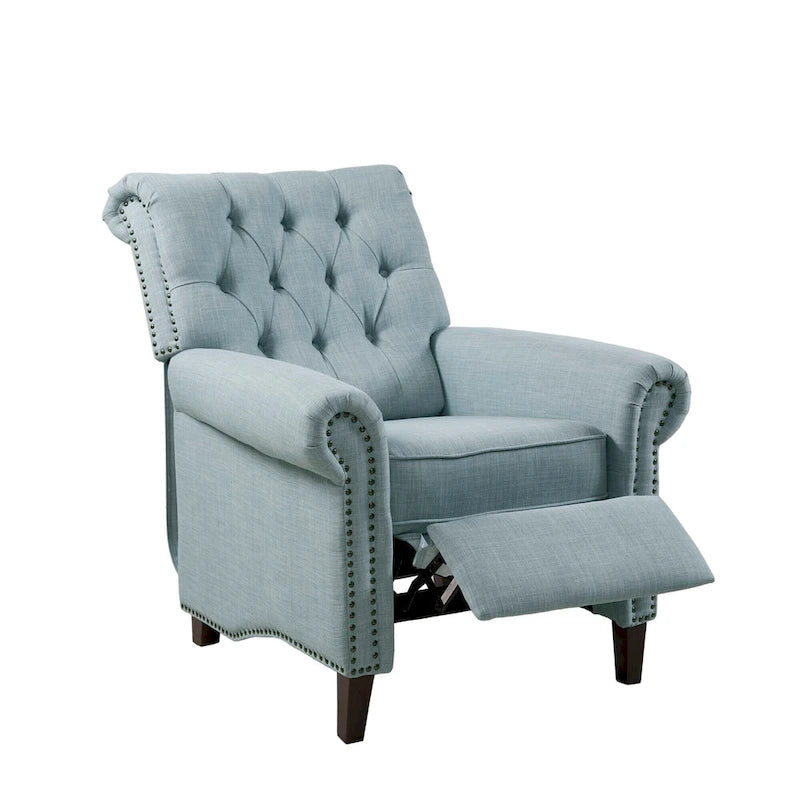 Push-back Recliner Chair - Blue/Cream/Grey - Single Seat