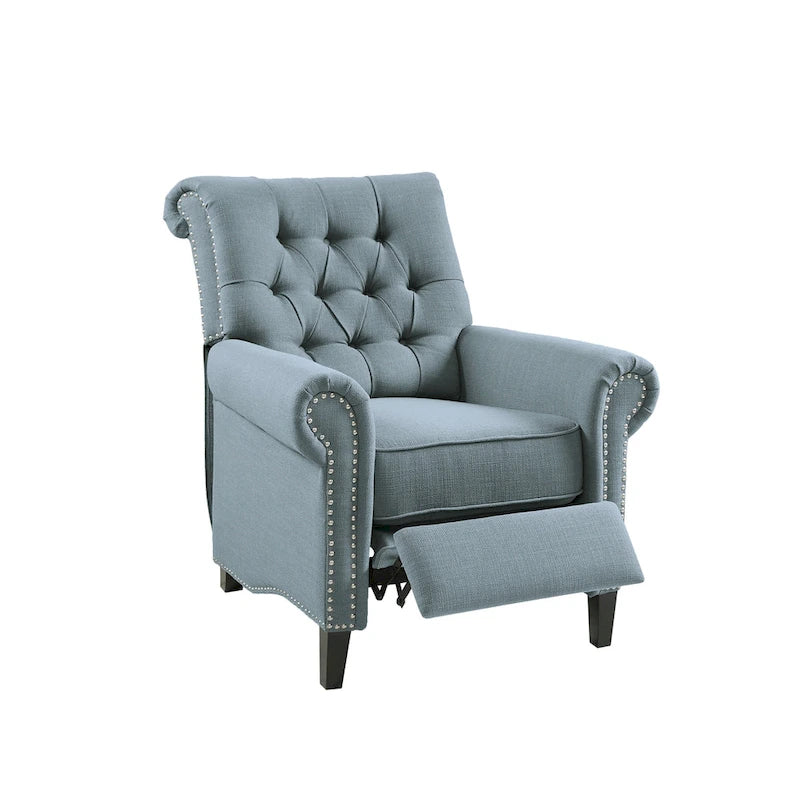 Push-back Recliner Chair - Blue/Cream/Grey - Single Seat
