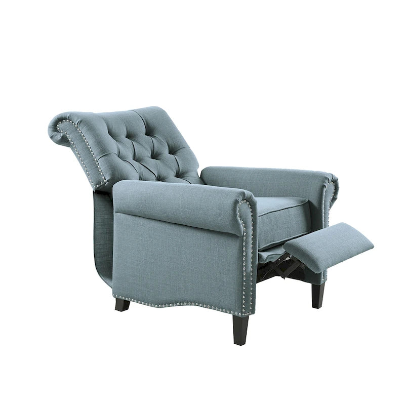 Push-back Recliner Chair - Blue/Cream/Grey - Single Seat