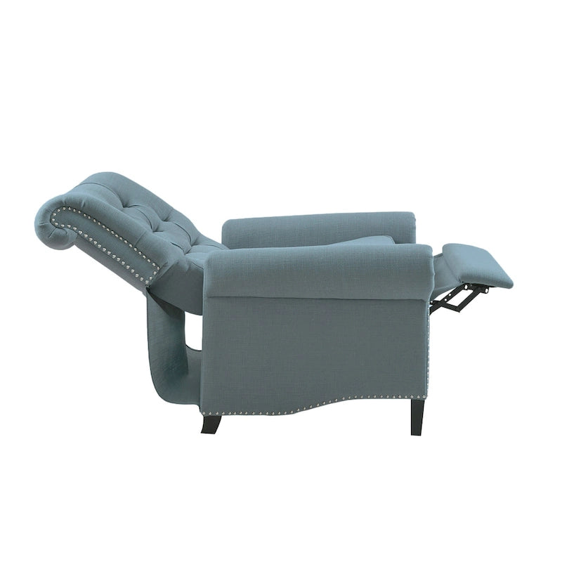 Push-back Recliner Chair - Blue/Cream/Grey - Single Seat