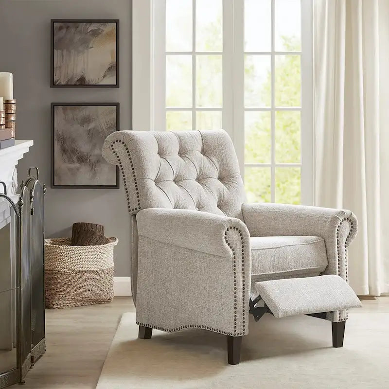 Push-back Recliner Chair - Blue/Cream/Grey - Single Seat