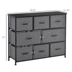 8-Drawer Fabric Storage Tower, Grey, 3-Tier Organizer with Steel Frame