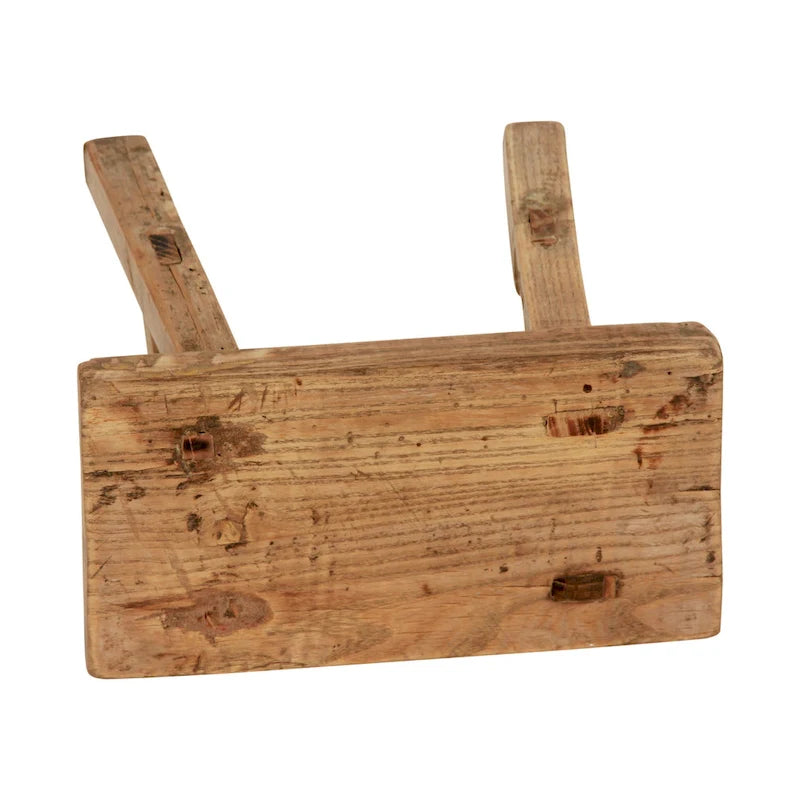 Natural Wood Rectangular Mini Stool - Single Seat