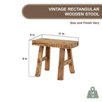 Natural Wood Rectangular Mini Stool - Single Seat