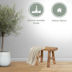 Natural Wood Rectangular Mini Stool - Single Seat