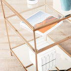 Copper Glass Top Side Table - 3-Tier Rectangular Accent Table