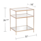 Copper Glass Top Side Table - 3-Tier Rectangular Accent Table