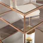 Copper Glass Top Side Table - 3-Tier Rectangular Accent Table