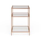 Copper Glass Top Side Table - 3-Tier Rectangular Accent Table
