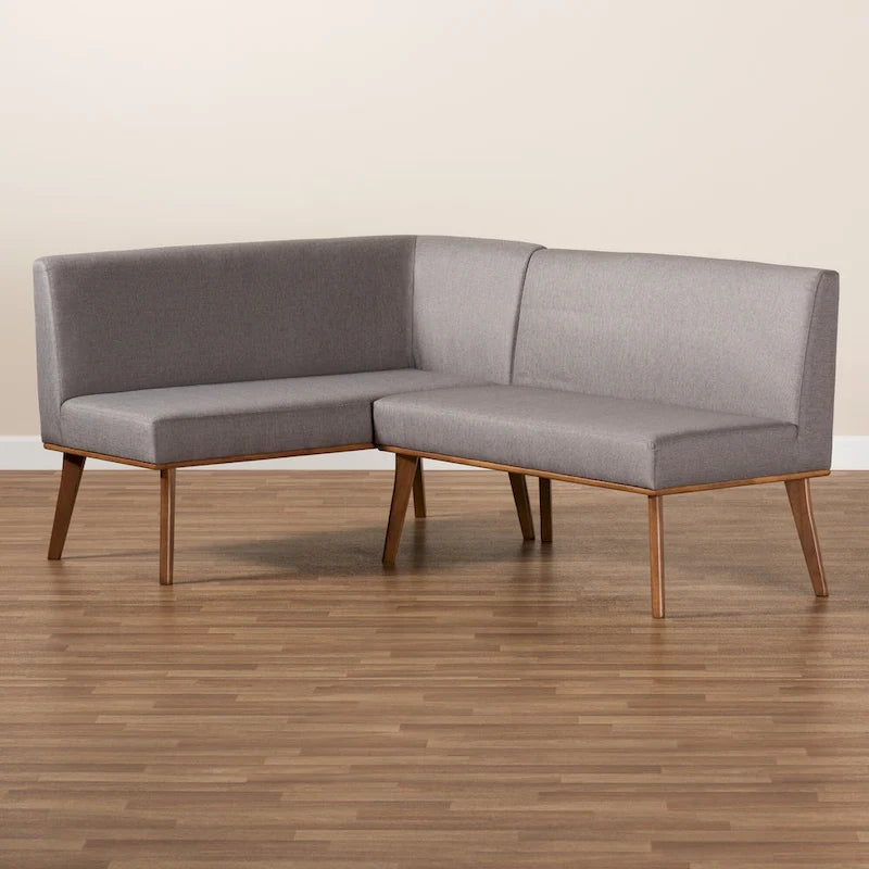 Grey L-Shape Corner Dining Nook Bench Set