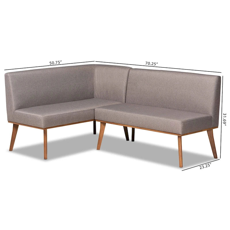 Grey L-Shape Corner Dining Nook Bench Set