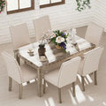 Brown Farmhouse Dining Set 7-Piece for 6 People