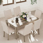 Brown Farmhouse Dining Set 7-Piece for 6 People