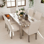 Brown Farmhouse Dining Set 7-Piece for 6 People