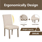Brown Farmhouse Dining Set 7-Piece for 6 People