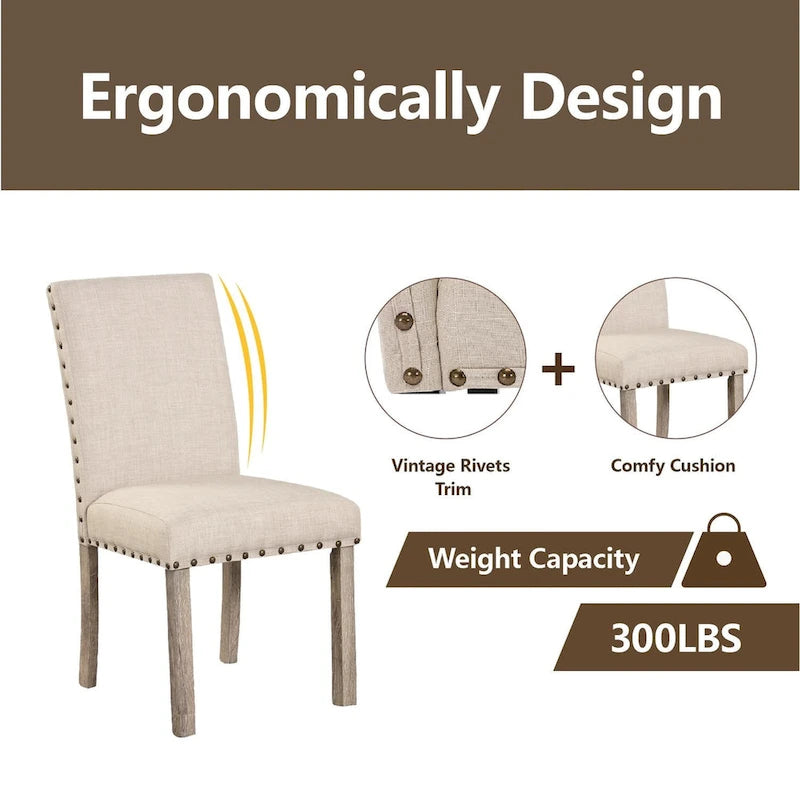 Brown Farmhouse Dining Set 7-Piece for 6 People