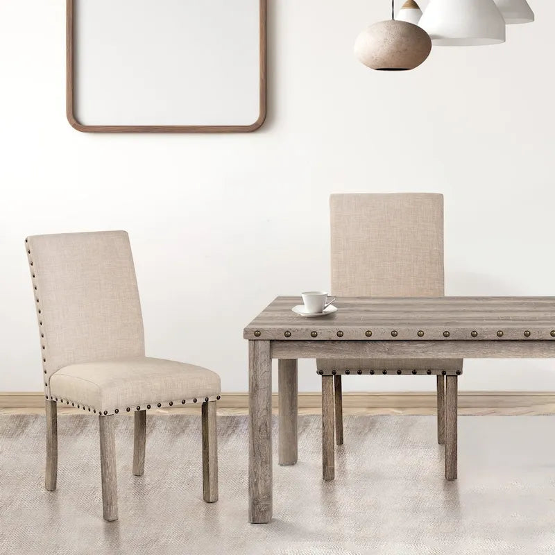 Brown Farmhouse Dining Set 7-Piece for 6 People