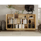 65" Solid Wood Sideboard - White Gray/Black/Teal - 3-Unit Storage Cabinet