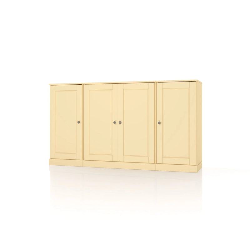65" Solid Wood Sideboard - White Gray/Black/Teal - 3-Unit Storage Cabinet