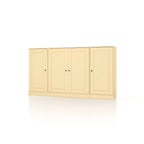 65" Solid Wood Sideboard - White Gray/Black/Teal - 3-Unit Storage Cabinet