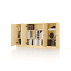65" Solid Wood Sideboard - White Gray/Black/Teal - 3-Unit Storage Cabinet