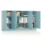 65" Solid Wood Sideboard - White Gray/Black/Teal - 3-Unit Storage Cabinet