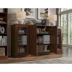 65" Solid Wood Sideboard - White Gray/Black/Teal - 3-Unit Storage Cabinet