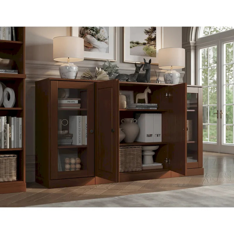 65" Solid Wood Sideboard - White Gray/Black/Teal - 3-Unit Storage Cabinet