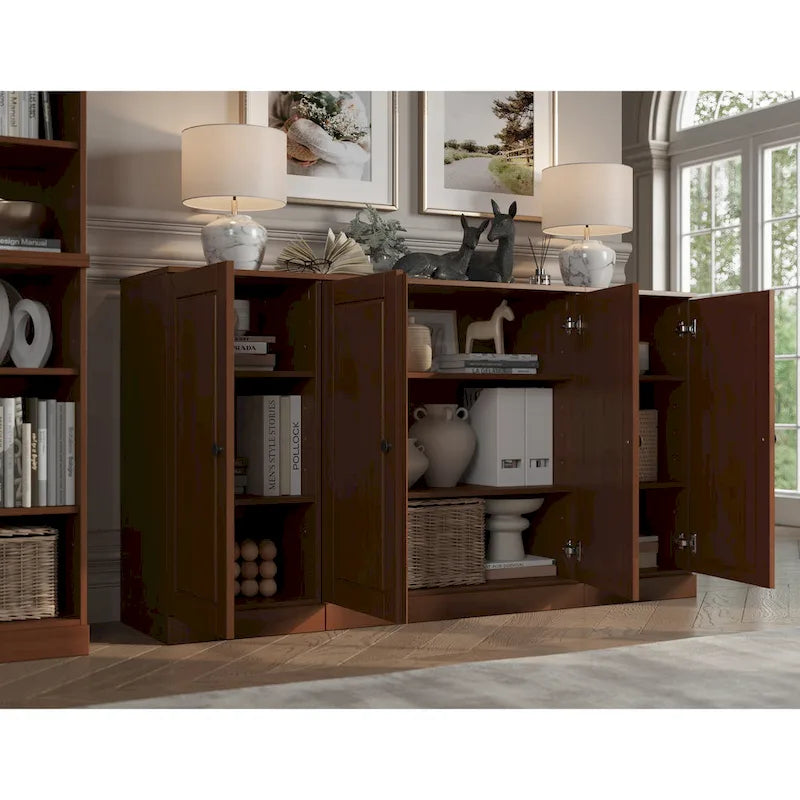 65" Solid Wood Sideboard - White Gray/Black/Teal - 3-Unit Storage Cabinet
