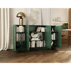 65" Solid Wood Sideboard - White Gray/Black/Teal - 3-Unit Storage Cabinet