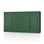 65" Solid Wood Sideboard - White Gray/Black/Teal - 3-Unit Storage Cabinet