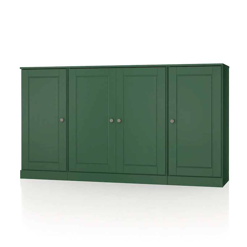65" Solid Wood Sideboard - White Gray/Black/Teal - 3-Unit Storage Cabinet