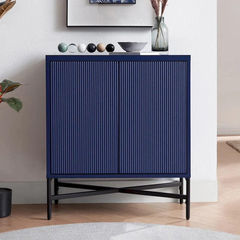 28" Wood Grain Accent Cabinet with Textured Doors - Storage Organizer
