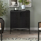 28" Wood Grain Accent Cabinet with Textured Doors - Storage Organizer