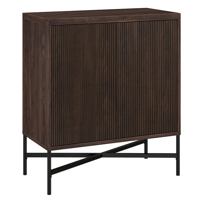 28" Wood Grain Accent Cabinet with Textured Doors - Storage Organizer