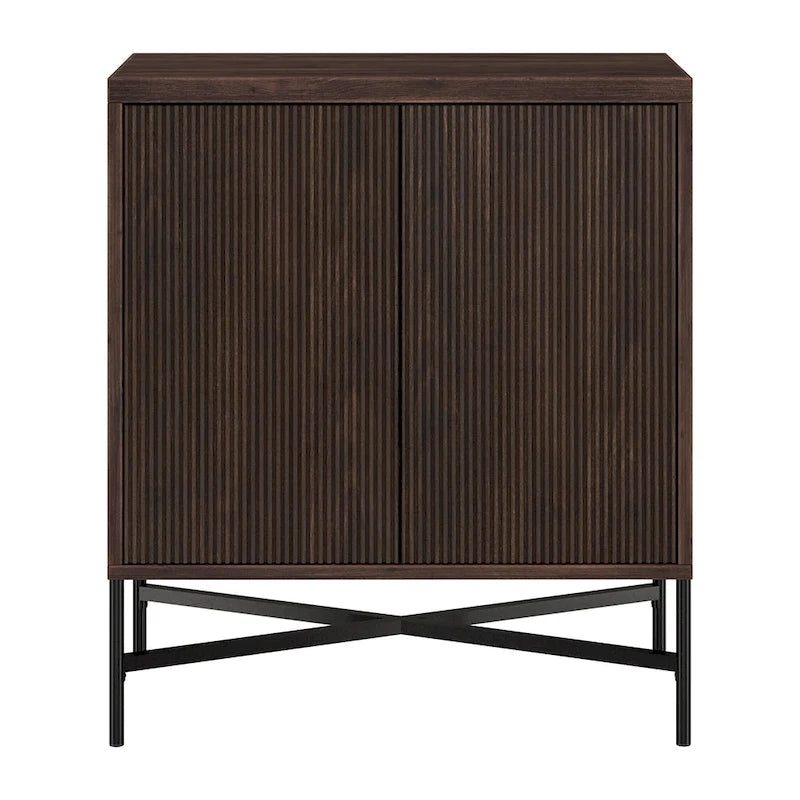 28" Wood Grain Accent Cabinet with Textured Doors - Storage Organizer