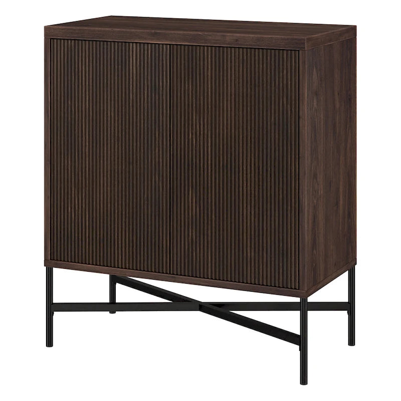 28" Wood Grain Accent Cabinet with Textured Doors - Storage Organizer