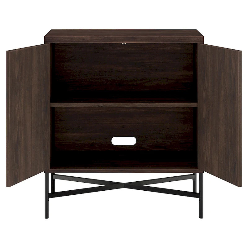 28" Wood Grain Accent Cabinet with Textured Doors - Storage Organizer