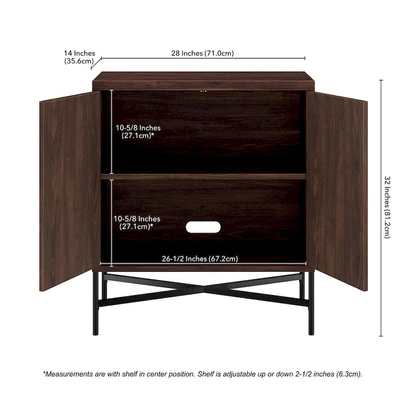 28" Wood Grain Accent Cabinet with Textured Doors - Storage Organizer